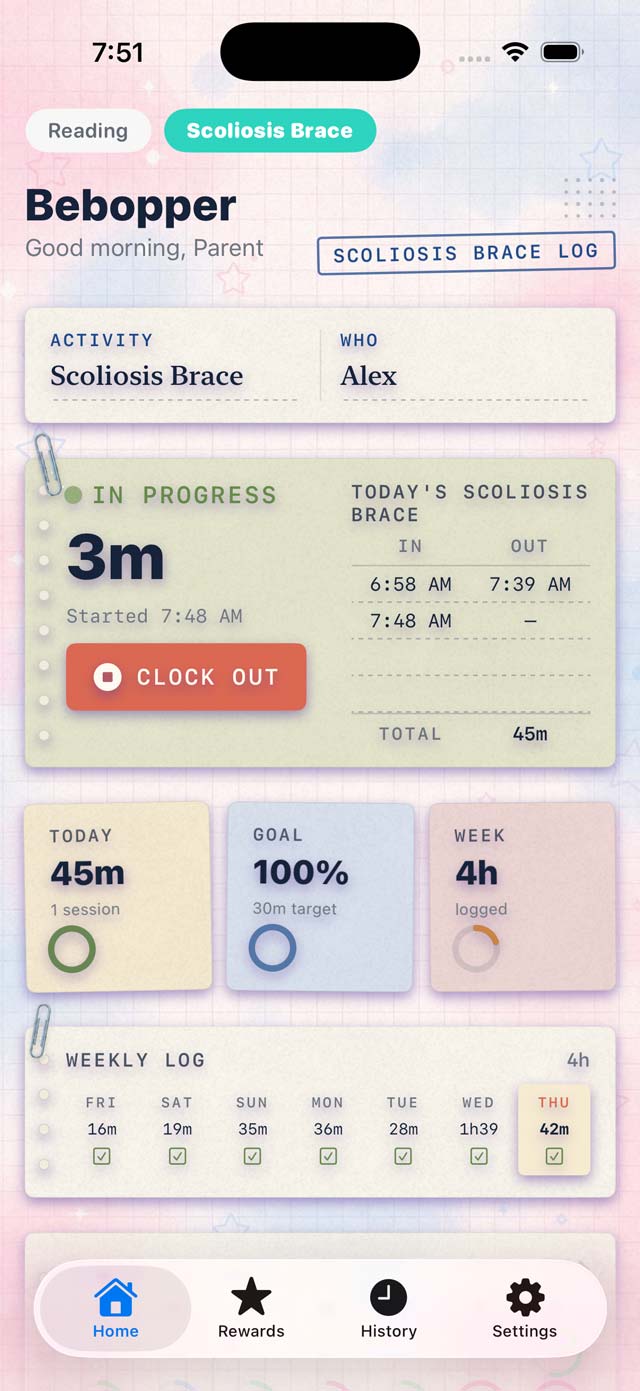 The Bebopper home screen in the Field Guide style.