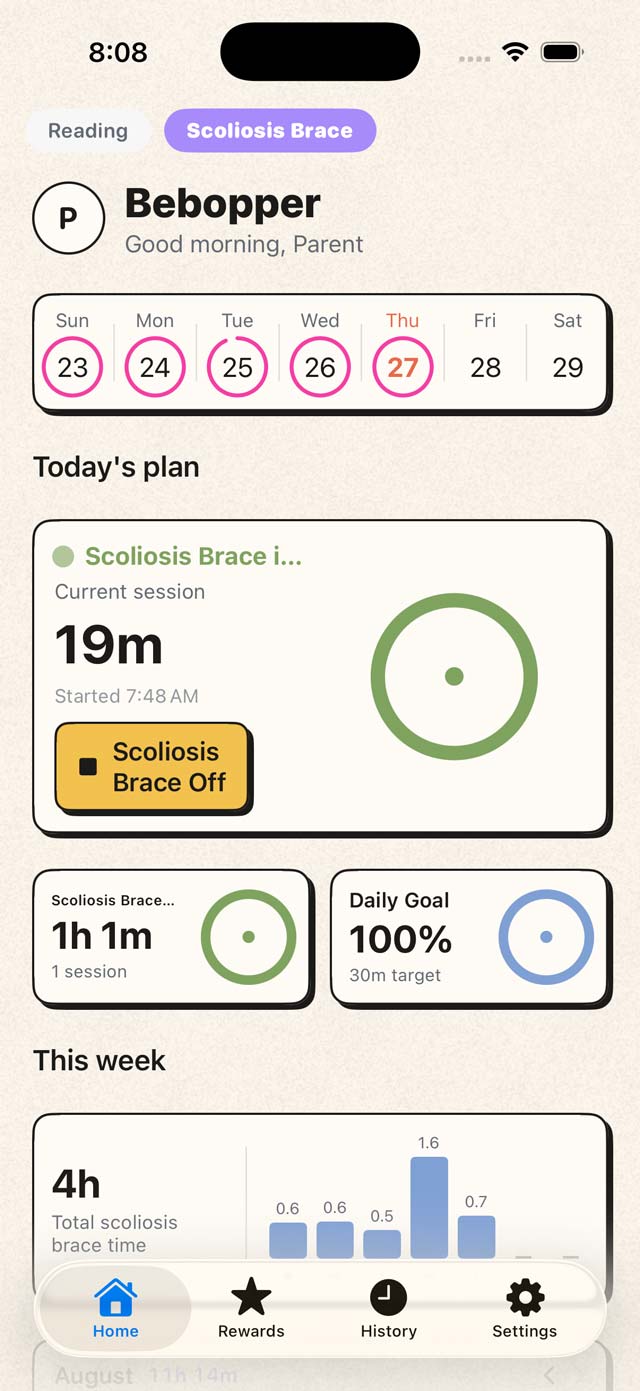 The Bebopper home screen in the Paper style.
